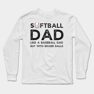 Softball Dad like A Baseball Dad but with Bigger Balls, Funny Softball Dad Father’s Day Long Sleeve T-Shirt